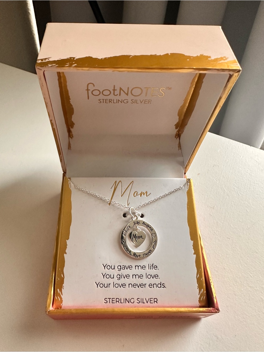 Sterling Silver 'Mom' Pendant Necklace - Silver